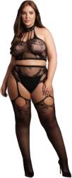 Le Désir by Shots Two Piece with Halter Turtleneck and Pantie with Attached Stockings - OSX - Black