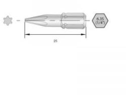 BERNSTEIN (6-TX06-25) Torx bit HRC acél Ötvözött C 6.3 6 db