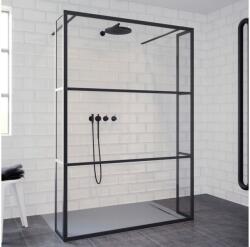 RIHO Grid cabină de duș 140x30 cm negru mat/sticlă cu model G004036121 (G004036121)