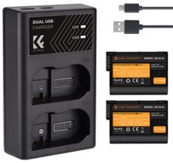 K and F Concept K&F Concept hordozható dupla USB-C akkumulátor MH-25 töltő + 2db EN-EL15 akkumulátor 2100mAh (KF-28-0012) - tripont