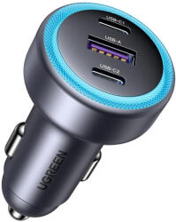 UGREEN EC307 autós töltő, USB + 2X USB-C, 30W (fekete) (45843) - mi-one