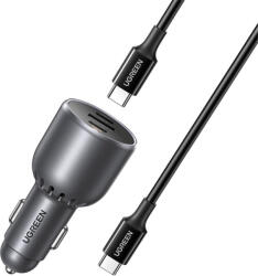 UGREEN EC705 autós töltő, USB + 2x USB-C, 130W + 1m 5A kábel (55511) - mi-one