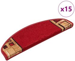 vidaXL 15 db piros öntapadó lépcsőszőnyeg 65 x 21 x 4 cm (322410)