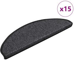 vidaXL 15 db szizál hatású antracitszürke lépcsőszőnyeg 65x21x4 cm (326873)