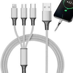 3 az 1-ben USB-kábel - Telefon töltéséhez Lightning, Micro USB és Type-C csatlakozókkal (1, 2 m) (06278_S)