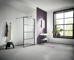 Kermi XD zuhanykabin fal walk-in 90 cm fekete matt/üveg mintával XDWW3090203PK