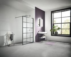 Kermi XD zuhanykabin fal walk-in 100 cm fekete matt/üveg mintával XDWW1100203PK