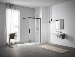 Kermi Nica NI J2 zuhanykabin fal walk-in 120 cm fekete matt/átlátszó üveg NIJ2R120203PK