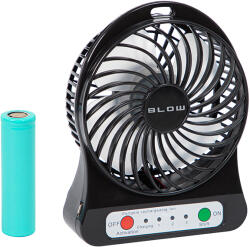  USB asztali ventilátor akkumulátorral 10cm fekete (44-501)