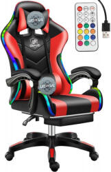 Novadell ind Likeregal 920 LED-es gamer szék lábtartóval piros masszázs funkcióval TT-1115