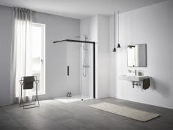 Kermi Nica NI J2 zuhanykabin fal walk-in 100 cm fekete matt/átlátszó üveg NIJ2R100203PK