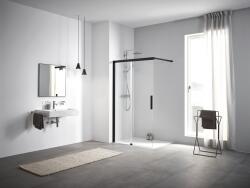 Kermi Nica NI J2 zuhanykabin fal walk-in 100 cm fekete matt/átlátszó üveg NIJ2L100203PK