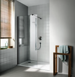 Kermi Cada XS zuhanykabin fal walk-in 40 cm fekete matt/átlátszó üveg CKTWF040203PK
