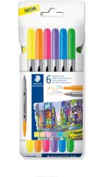 STAEDTLER Флумастри Staedtler 3200, двувърхи, 6 цвята, неон (34184-А)