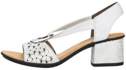 RIEKER Sandale dama, Rieker, 64677-80-Alb, casual, piele naturala, cu toc, alb (Marime: 40)