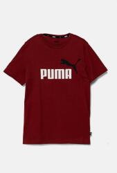 PUMA gyerek pamut póló bordó, nyomott mintás - burgundia 128