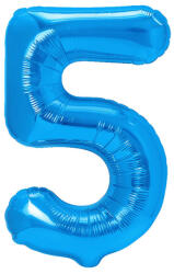 PartyPal Számos lufi 14" (35cm) fólia szám, számjegy 5 csak levegővel tölthető, kék (LUFI902349)