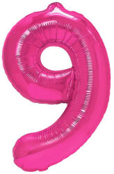 PartyPal Számos lufi 14" (35cm) fólia szám, számjegy 9 csak levegővel tölthető, Rózsaszín (LUFI544746)