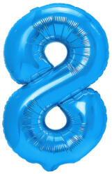 PartyPal Számos lufi 14" (35cm) fólia szám, számjegy 8 csak levegővel tölthető, kék (LUFI155390)