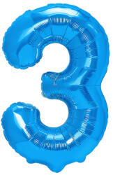 PartyPal Számos lufi 14" (35cm) fólia szám, számjegy 3 csak levegővel tölthető, kék (LUFI739593)