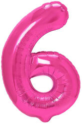 PartyPal Számos lufi 14" (35cm) fólia szám, számjegy 6 csak levegővel tölthető, Rózsaszín (LUFI785959)