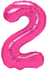 PartyPal Számos lufi 14" (35cm) fólia szám, számjegy 2 csak levegővel tölthető, Rózsaszín (LUFI195894)
