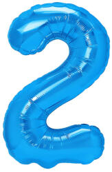 PartyPal Számos lufi 14" (35cm) fólia szám, számjegy 2 levegővel tölthető, kék (LUFI351978)