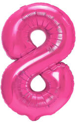 PartyPal Számos lufi 14" (35cm) fólia szám, számjegy 8 csak levegővel tölthető, Rózsaszín (LUFI854014)