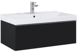 AREZZO design design MONTEREY 80 cm-es alsószekrény 1 fiókkal Matt fekete színben, szifonkivágással (168104)