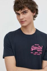 Superdry pamut póló sötétkék, férfi, nyomott mintás - sötétkék L