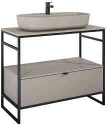 AREZZO design design NEBO alsószekrény 100 cm-es, 1 fiókkal, matt beige, matt fekete (2 doboz) (168759SET)