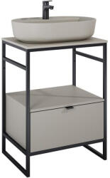 AREZZO design design NEBO alsószekrény 60 cm-es, 1 fiókkal, matt beige, matt fekete (2 doboz) (168757SET)