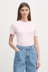 Tommy Hilfiger pamut póló női, fehér, WW0WW40587 - rózsaszín S