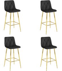 FDY Set 4 Scaune Bar Fido Picioare Aurii Caifea Neagra