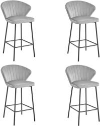 FDY Set 4 Scaune Bar Kors Catifea Gri Deschis