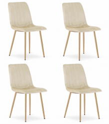 FDY Set 4 Scaune Bucatarie/Dining Gabe Picioare Finisaj Lemn, Catifea Bej