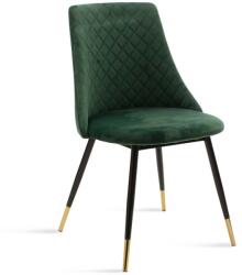 FDY Set 4 Scaune Bucatarie/Dining Grysell Catifea Verde Picioare Negre-Auriu