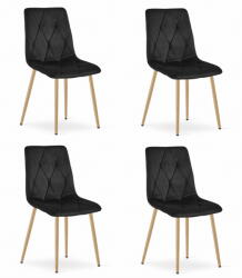 FDY Set 4 Scaune Bucatarie/Dining Fido Picioare Finisaj Lemn, Catifea Negru