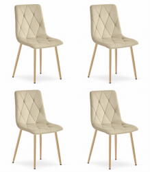 FDY Set Scaune 4 Bucatarie/Dining Fido Picioare Finisaj Lemn, Catifea Bej