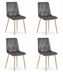 FDY Set Scaune 4 Bucatarie/Dining Fido Picioare Finisaj Lemn, Catifea Gri