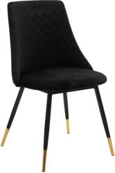 FDY Set 4 Scaune Bucatarie/Dining Grysell Catifea Neagru Picioare Negre-Auriu
