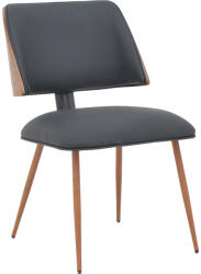 FDY Scaun Bucatarie/Dining Ulmos Piele Ecologica Negru, Picioare Metalice Finisaj Lemn