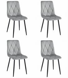 FDY Set Scaune 4 Bucatarie/Dining Fido Catifea Gri