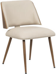 FDY Scaun Bucatarie/Dining Ulmos Piele Ecologica Bej, Picioare Metalice Finisaj Lemn