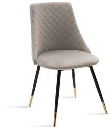 FDY Set 4 Scaune Bucatarie/Dining Grysell Catifea Gri Picioare Negre-Auriu