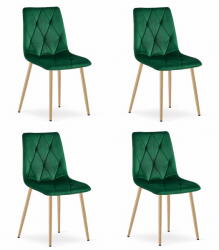 FDY Set Scaune 4 Bucatarie/Dining Fido Picioare Finisaj Lemn, Catifea Verde