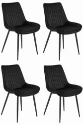 FDY Set Scaune 4 Bucatarie/Dining Rokko Negre Catifea