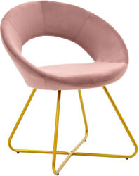 FDY Scaun Bucatarie/Dining Vanilla Catifea Roz Cadru Metalic Auriu