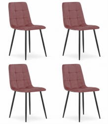 FDY Set 4 Scaune Bucatarie/Dining Jacob Roz Catifea, Picioare Negre
