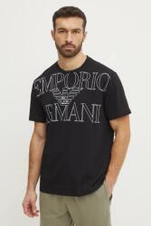 Emporio Armani Underwear pamut társalgó póló fekete, nyomott mintás, EM000574 AF12326 - fekete M